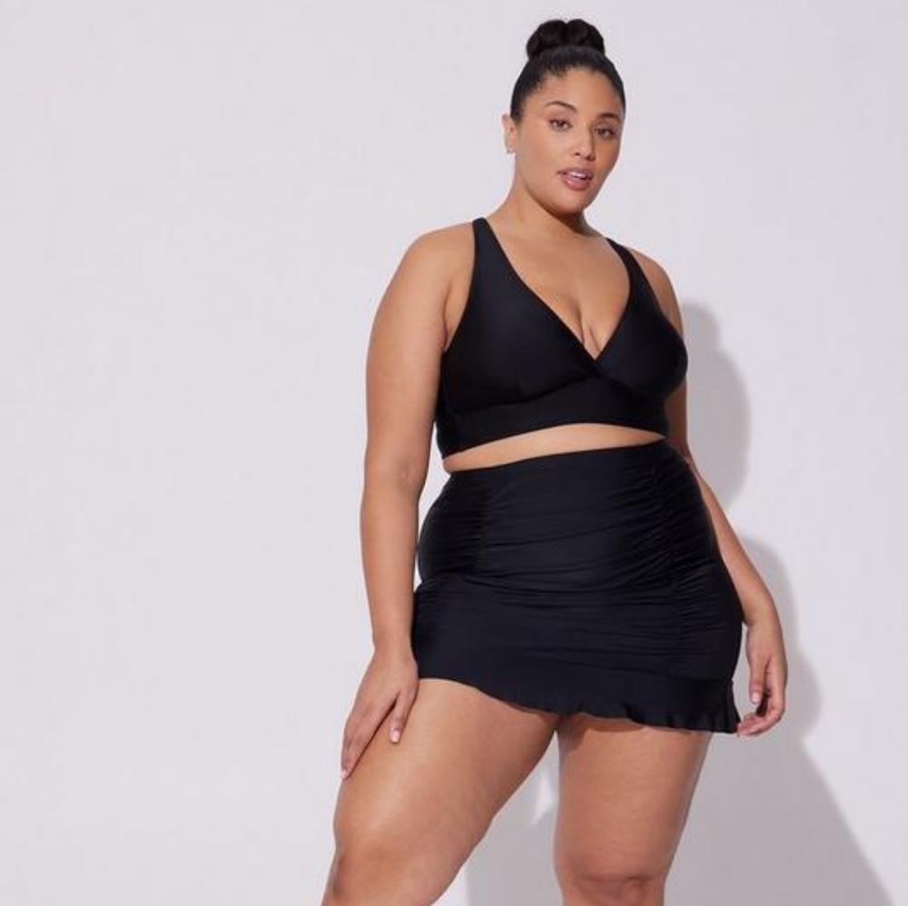 Torrid Black Ruched Swim Skirt - Picture 2 of 5